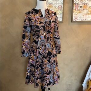 Vintage Paisley and Floral Patterned 70’s Dress